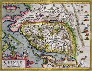 Pierwsza zachodnia mapa atlasowa Chin, z atlasu Ortelius Theatrum, 1584